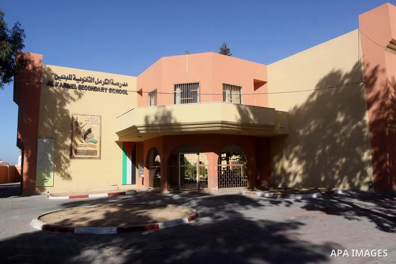 A view into a closed school during the strike of the employees of former Palestinian government in Gaza Strip to demand for pay the backlogged salaries, in Gaza city on December 31, 2014. The Palestinian unity government...