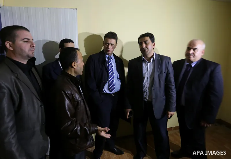 FIFA's senior development manager for Asia, David Borja visits al-Yarmouk Stadium upon his arrival to the Gaza Strip, in Gaza city on January 5, 2014 in Gaza City. Borja, along with a delegation from FIFA governing body,...
