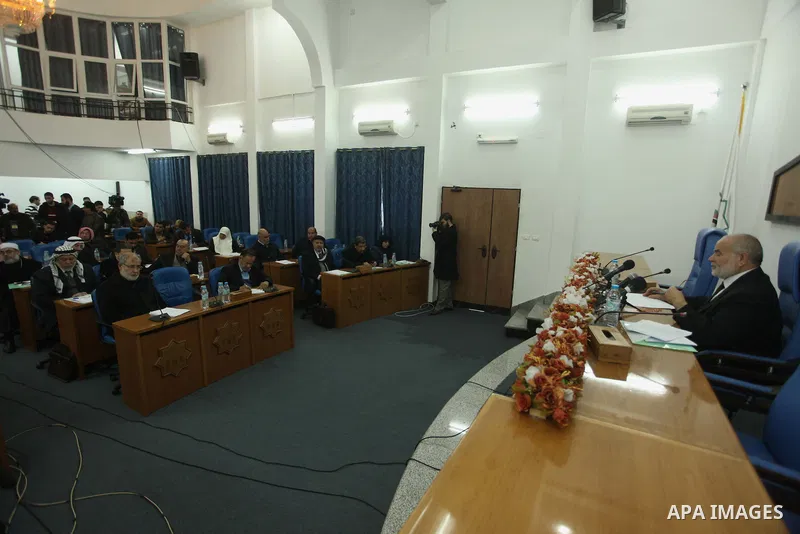 Spokesman of the Palestinian Parliament in Gaza Strip, Ahmed Bahar, speaks during a meeting of the Legislative Council, in Gaza City on January 14, 2014. Photo by Ashraf Amra