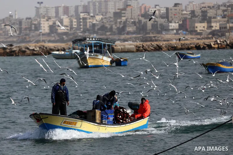 Palestinian fishermen ride their boat at the seaport near the coast of Gaza city, January 15, 2015. After seven years of Israeli blockade, 1.7 million Palestinians continue to be trapped in the Gaza Strip, largely cut of...