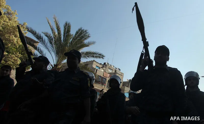 Members of Palestinian security forces loyal to Hamas take part in a parade marking the sixth anniversary of the death of former Hamas interior minister Saeed Seyam, in Gaza City January 18, 2015. Seyam was killed by an...