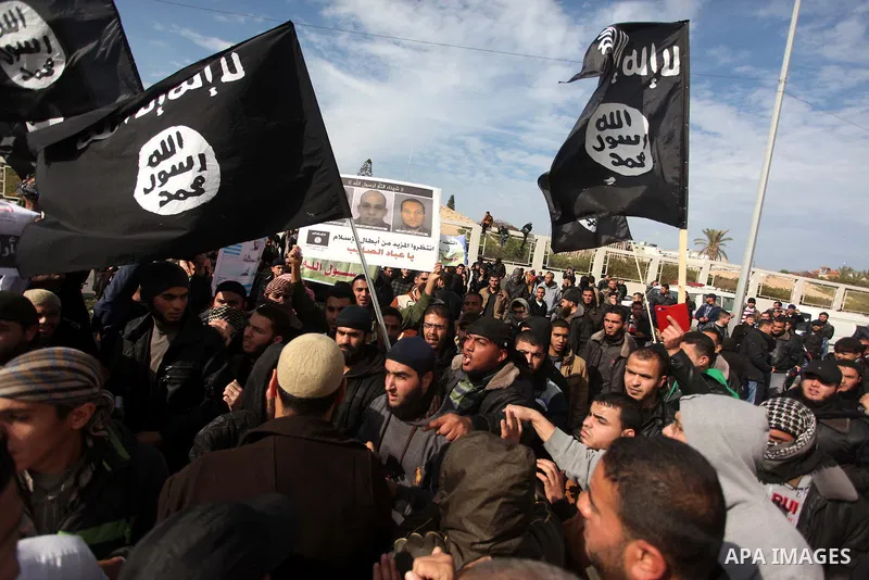 Palestinian Salafists take part in a protest against satirical French weekly magazine Charlie Hebdo's cartoons of the Prophet Mohammad, outside the French Cultural Centre in Gaza city January 19, 2015. Dozens of Jihadist...