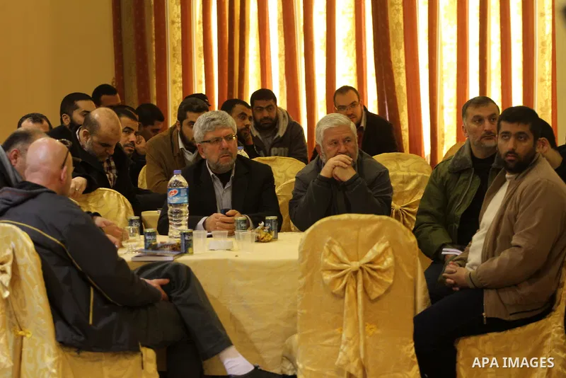 Palestinians attend the ceremony of a newly published book " The Path of Thorns," written by Palestinian prisoner Saleem Hejja, in Gaza city on January 20, 2015. Photo by Mohammed Asad