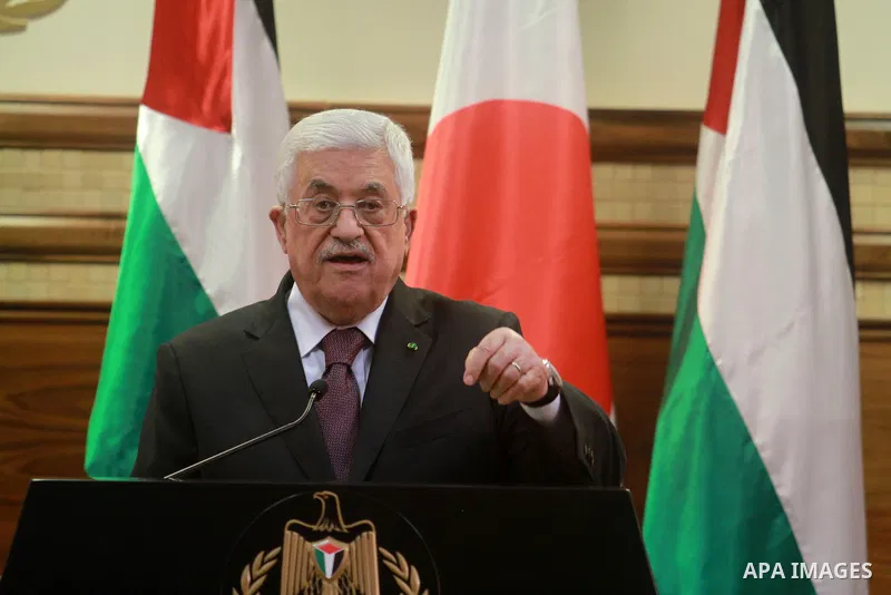Palestinian President Mahmoud Abbas speaks during a joint press conference with Japan's Prime Minister Shinzo Abe in the West Bank city of Ramallah January 20, 2015. Abe demanded in a press conference in Jerusalem before...