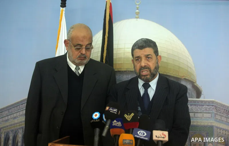 Head of the Jerusalem Committee of the Legislative Council Ahmed Abu Halabiya, speaks during a news conference in Gaza City on January 26, 2015. Photo by Ashraf Amra