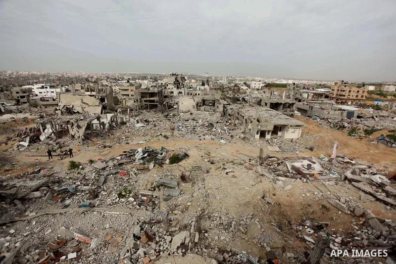 The rubbles of houses, which were destroyed during the recent Israeli offensive on Gaza Strip, are seen in the last day of 2014, in Shijaiyah neighborhood, east Gaza city on January 27, 2015. The main U.N. aid agency in...