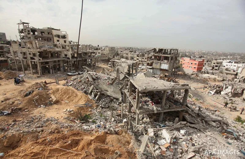 The rubbles of houses, which were destroyed during the recent Israeli offensive on Gaza Strip, are seen in the last day of 2014, in Shijaiyah neighborhood, east Gaza city on January 27, 2015. The main U.N. aid agency in...