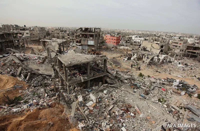 The rubbles of houses, which were destroyed during the recent Israeli offensive on Gaza Strip, are seen in the last day of 2014, in Shijaiyah neighborhood, east Gaza city on January 27, 2015. The main U.N. aid agency in...
