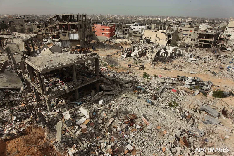 The rubbles of houses, which were destroyed during the recent Israeli offensive on Gaza Strip, are seen in the last day of 2014, in Shijaiyah neighborhood, east Gaza city on January 27, 2015. The main U.N. aid agency in...
