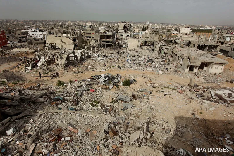 The rubbles of houses, which were destroyed during the recent Israeli offensive on Gaza Strip, are seen in the last day of 2014, in Shijaiyah neighborhood, east Gaza city on January 27, 2015. The main U.N. aid agency in...