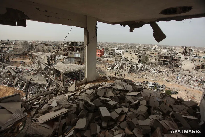 The rubbles of houses, which were destroyed during the recent Israeli offensive on Gaza Strip, are seen in the last day of 2014, in Shijaiyah neighborhood, east Gaza city on January 27, 2015. The main U.N. aid agency in...