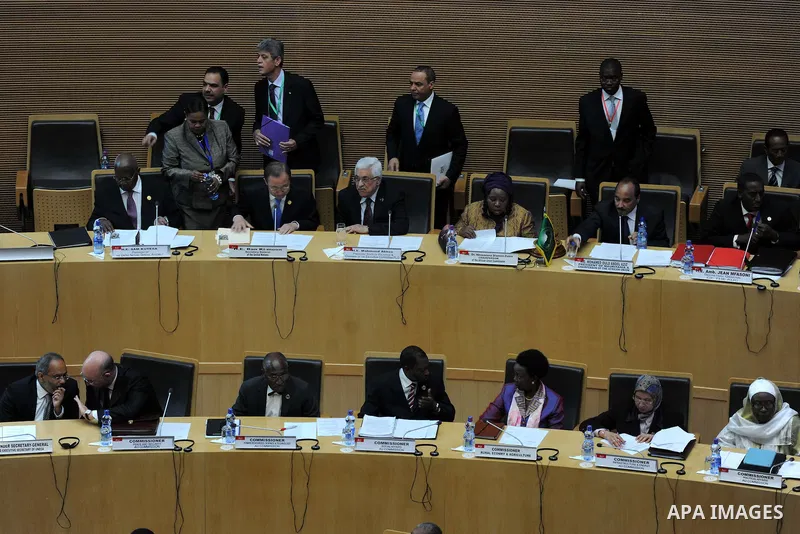 Palestinian President Mahmoud Abbas attends the opening ceremony of the 24th Ordinary session of the Assembly of Heads of State and Government of the African Union (AU) at the African Union headquarters in Ethiopia's cap...