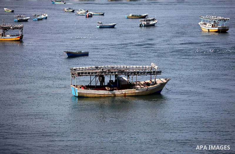 Fishing boats are seen anchored at the Gaza seaport, on February 7, 2015. The Israeli military boats on Friday morning opened fire on the Palestinian fishermen's boats near Al-Sudaneyya shore northwest of Gaza Strip. Pho...