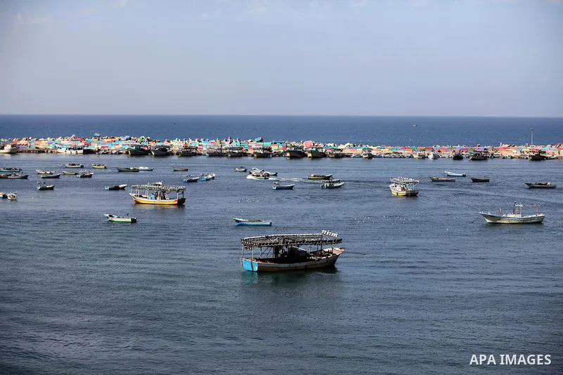 Fishing boats are seen anchored at the Gaza seaport, on February 7, 2015. The Israeli military boats on Friday morning opened fire on the Palestinian fishermen's boats near Al-Sudaneyya shore northwest of Gaza Strip. Pho...