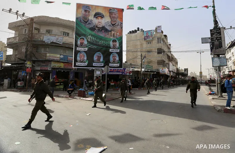 Members of Palestinian security forces loyal to Hamas patrol in a street in Rafah in the southern Gaza strip February 10, 2015. Photo by Abed Rahim Khatib