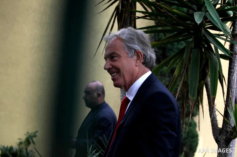 Quartet Representative to the Middle East and former British Prime Minister, Tony Blair, meets with Palestinian businessmen, in Gaza City, February 15, 2015. Photo by Ashraf Amra