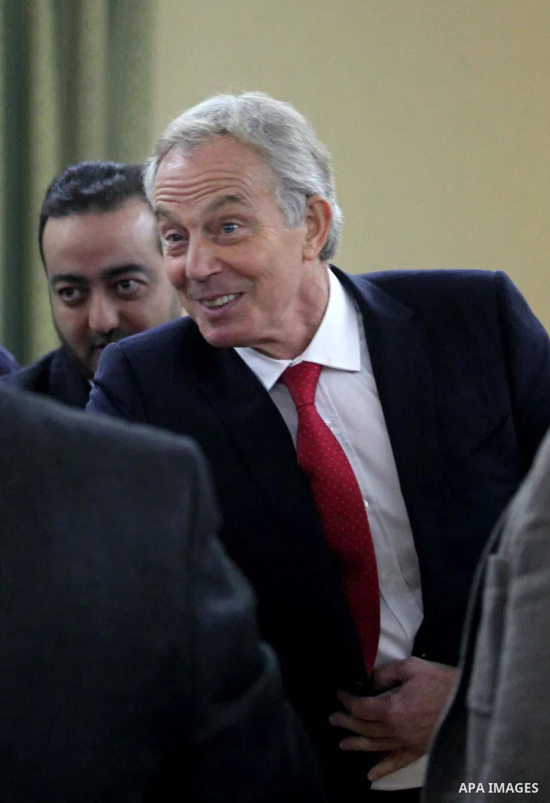 Quartet Representative to the Middle East and former British Prime Minister, Tony Blair, meets with Palestinian businessmen, in Gaza City, February 15, 2015. Photo by Ashraf Amra
