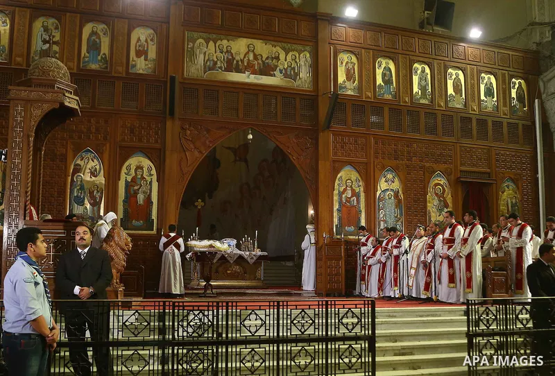 Egypt's Coptic Pope Tawadros II leads a mass to honor the memory of the Egyptian Coptic Christians murdered by Islamic State (IS) group militants in Libya, at Saint-Mark's Coptic Cathedral in Cairo's al-Abbassiya distric...