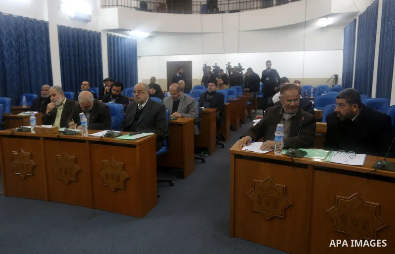 Members of the Palestinian legislative council from Hamas movement attend a meeting at the at the legislative council in Gaza city on February 25, 2015. Photo by Ramadan Al-Agha