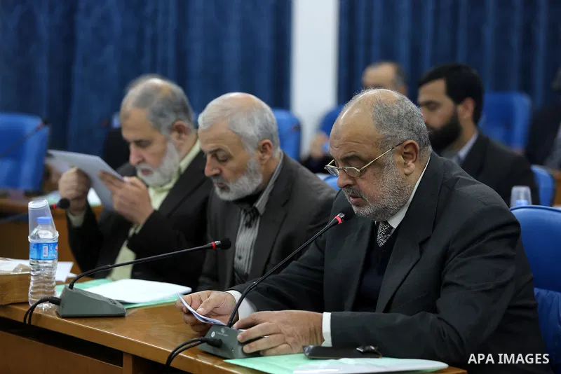 Members of the Palestinian legislative council from Hamas movement attend a meeting at the at the legislative council in Gaza city on February 25, 2015. Photo by Ramadan Al-Agha