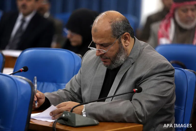 Members of the Palestinian legislative council from Hamas movement attend a meeting at the at the legislative council in Gaza city on February 25, 2015. Photo by Ramadan Al-Agha