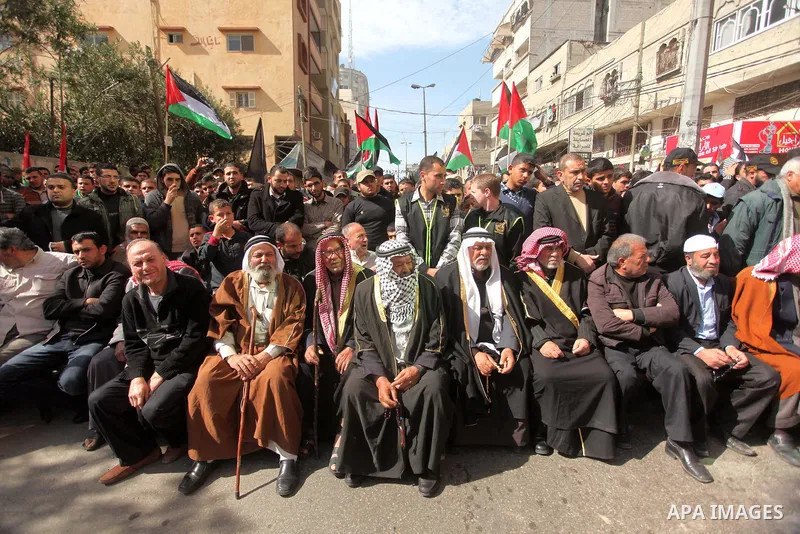 Supporters of Islamic Jihad movement take part in a rally in support of Palestinian prisoners in Israeli jails, in Gaza city on February 27, 2015. Israel has enforced severe measures against the Palestinian Islamic Jihad...