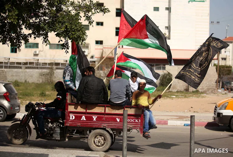 Supporters of Islamic Jihad movement ride a motorcycle during a rally in support of Palestinian prisoners in Israeli jails, in Gaza city on February 27, 2015. Israel has enforced severe measures against the Palestinian I...