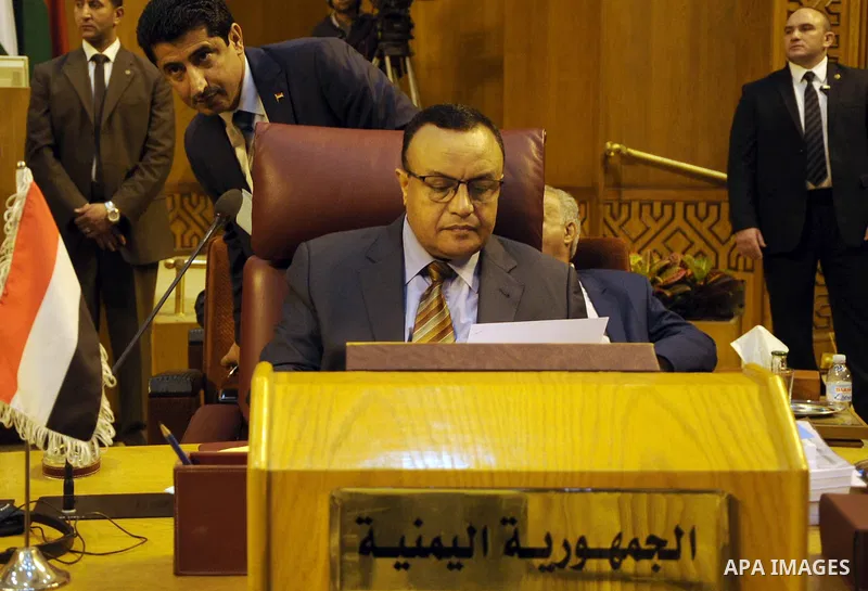 Mohamed Al-Hesmi, Yemen's ambassador to Egypt, attends a meeting of Arab League foreign ministers at the League headquarters in Cairo March 9, 2015. Saudi Arabia has blocked a plan for Sweden's Foreign Minister Margot Wa...