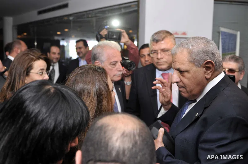 Egyptian Prime Minister Ibrahim Mahlab during his tour in the press center in Sharm El Sheikh, cairo on March 12, 2015. Photo by Stringer