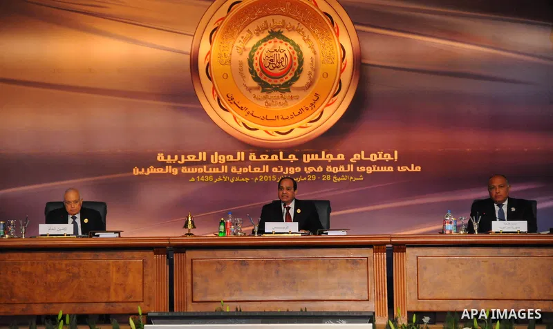 A handout picture made available by the Egyptian presidency shows Egyptian President Abdel Fattah al-Sisi give a speech during the opening meeting of the Arab Summit in Sharm el-Sheikh, in the South Sinai governorate, so...