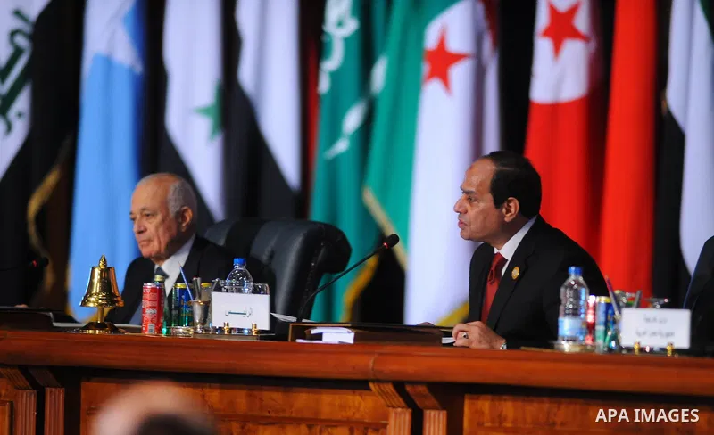 A handout picture made available by the Egyptian presidency shows Egyptian President Abdel Fattah al-Sisi give a speech during the opening meeting of the Arab Summit in Sharm el-Sheikh, in the South Sinai governorate, so...