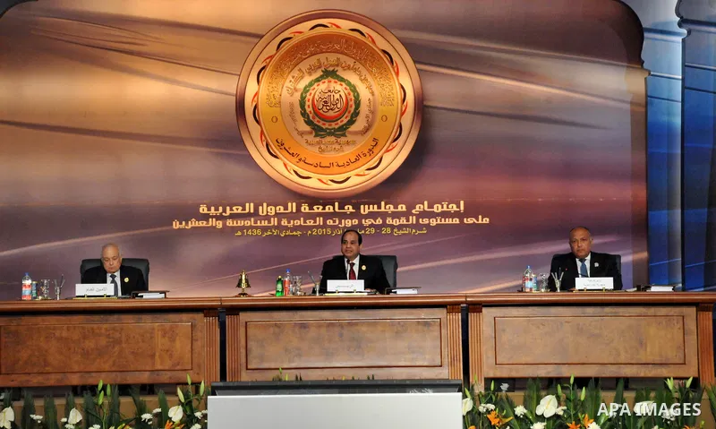 A handout picture made available by the Egyptian presidency shows Egyptian President Abdel Fattah al-Sisi give a speech during the opening meeting of the Arab Summit in Sharm el-Sheikh, in the South Sinai governorate, so...