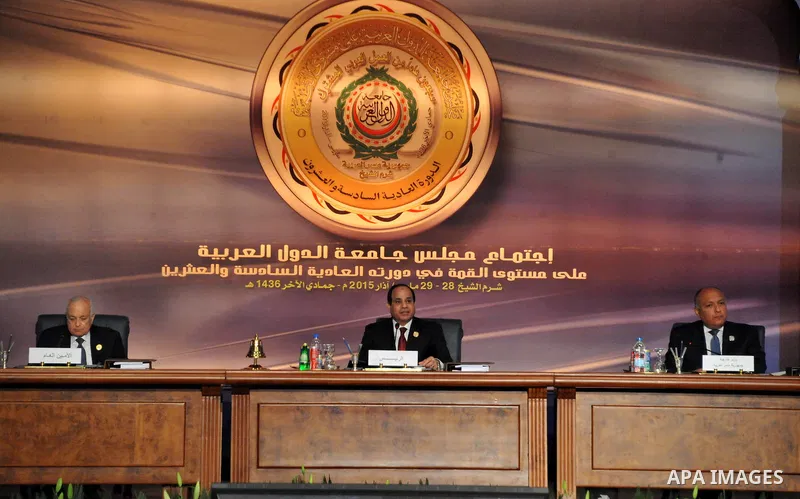 A handout picture made available by the Egyptian presidency shows Egyptian President Abdel Fattah al-Sisi give a speech during the opening meeting of the Arab Summit in Sharm el-Sheikh, in the South Sinai governorate, so...