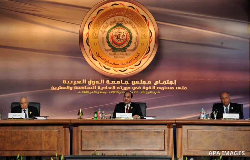 A handout picture made available by the Egyptian presidency shows Egyptian President Abdel Fattah al-Sisi give a speech during the opening meeting of the Arab Summit in Sharm el-Sheikh, in the South Sinai governorate, so...