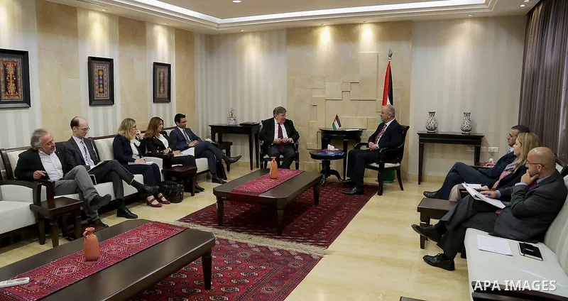 Palestinian prime minister Rami Hamdallah during his tour in the West bank city of Ramallah, on march 30, 2015. Photo by Prime Minister Office