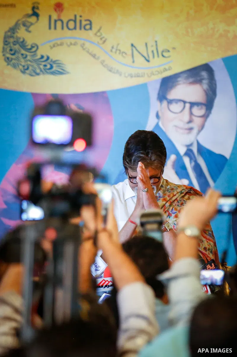 India's megastar Amitabh Bachchan attends the opening ceremony of the third edition of the India by the Nile festival, in Cairo on March 31, 2015. Photo by Amr Sayed