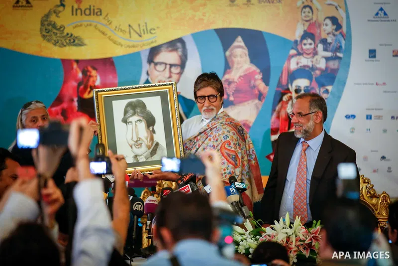 India's megastar Amitabh Bachchan attends the opening ceremony of the third edition of the India by the Nile festival, in Cairo on March 31, 2015. Photo by Amr Sayed