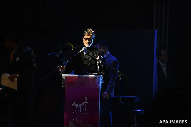 India's megastar Amitabh Bachchan attends a ceremony of the third edition of the India by the Nile festival, in Cairo on March 31, 2015. The organizers said the focus was to get tourists to visit Egypt from India and the...