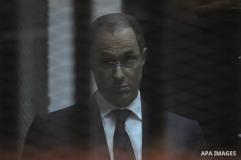 Gamal Mubarak, the son of former Egyptian President Hosni Mubarak, is seen inside the court in Cairo, Egypt, on April 4, 2015. An Egyptian court began a retrial on Saturday of former president Hosni Mubarak and his sons...