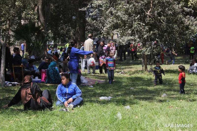 Egyptians visit the spring flower exhibition held at Orman Botanical Garden in Giza, Egypt, on April 13, 2015. Egyptians celebrate the Sham El Nessim, or the Festival of Spring Breeze, which marks the beginning of spring...