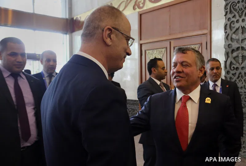 Palestinian Prime Minister Rami Hamdallah meets with Jordan's King Abdullah II after the Asian African Conference in Jakarta April 22, 2015. The 60th Asian-African Conference is held in Jakarta and Bandung from 19 to 24...