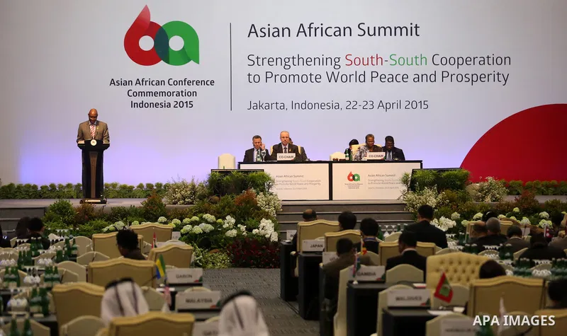 Palestinian Prime Minister Rami Hamdallah chairs the Asian African Conference in Jakarta April 23, 2015. The 60th Asian-African Conference is held in Jakarta and Bandung from 19 to 24 April 2015. Photo by Prime Minister...