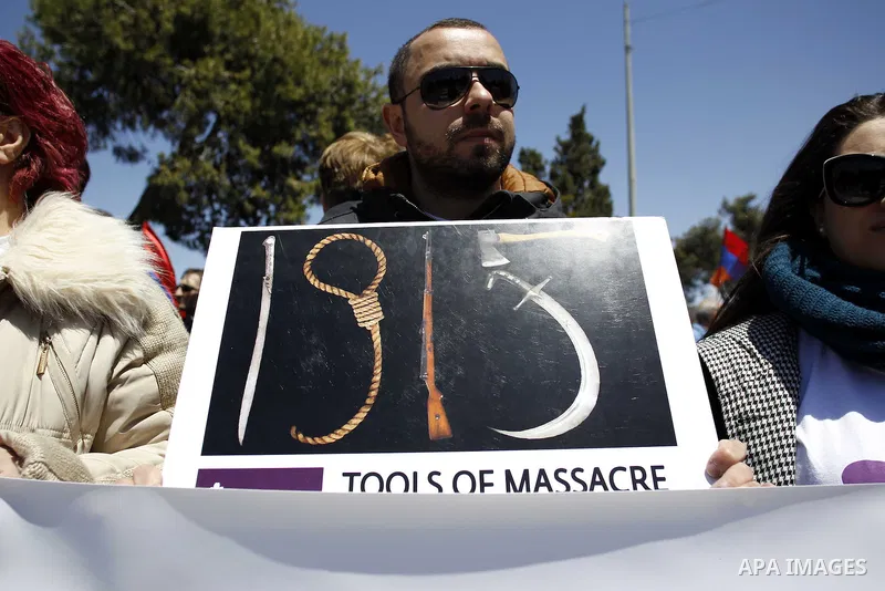 Armenians demonstrate in front of the Turkish consulate to commemorate the 100th anniversary of the 1915 Armenian genocide, in Jerusalem April 24, 2015. Historians estimate up to 1.5 million Armenians were killed by Otto...