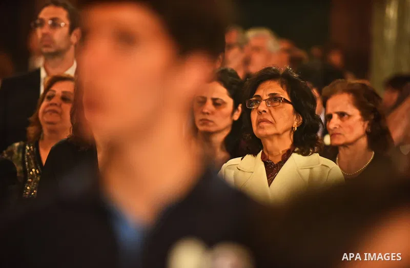 Egyptian Coptic Christians celebrate during a commemorate the 100th anniversary of the 1915 Armenian genocide at the Coptic Orthodox Church in Cairo April 24, 2015. Historians estimate up to 1.5 million Armenians were ki...