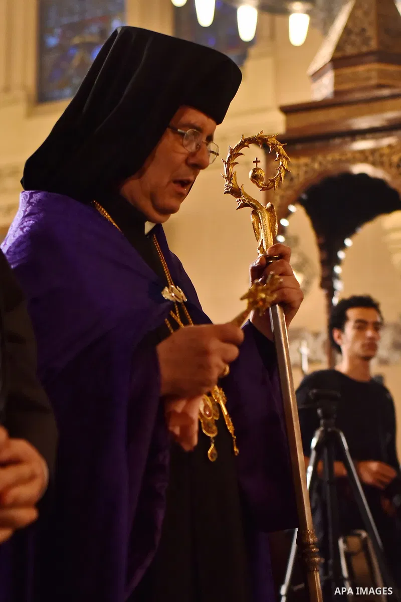 Egyptian Coptic Christians celebrate during a commemorate the 100th anniversary of the 1915 Armenian genocide at the Coptic Orthodox Church in Cairo April 24, 2015. Historians estimate up to 1.5 million Armenians were ki...