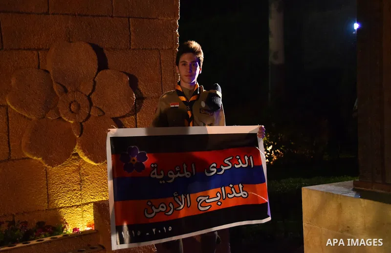 Egyptian Coptic Christians celebrate during a commemorate the 100th anniversary of the 1915 Armenian genocide at the Coptic Orthodox Church in Cairo April 24, 2015. Historians estimate up to 1.5 million Armenians were ki...