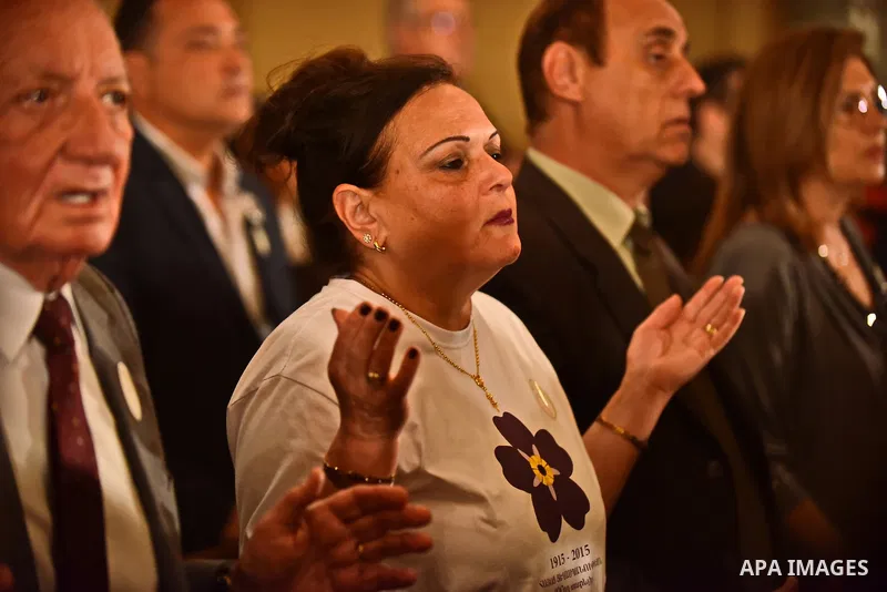 Egyptian Coptic Christians celebrate during a commemorate the 100th anniversary of the 1915 Armenian genocide at the Coptic Orthodox Church in Cairo April 24, 2015. Historians estimate up to 1.5 million Armenians were ki...