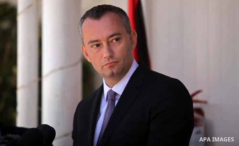United Nations' new Middle East peace envoy, Nickolay Mladenov speaks during a press conference on April 30, 2015 in Gaza city. Mladenov, who was appointed in February, urged Palestinian factions to unite and Israel to l...