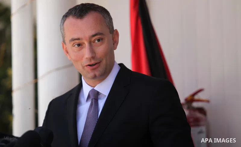 United Nations' new Middle East peace envoy, Nickolay Mladenov speaks during a press conference on April 30, 2015 in Gaza city. Mladenov, who was appointed in February, urged Palestinian factions to unite and Israel to l...