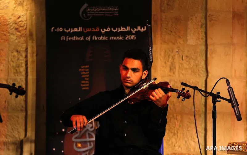 Band of Bethlehem for Arab Music take part in a festival of Arab music 2015, in Jerusalem, on May 1, 2015. Photo by Saeb Awad